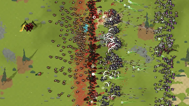 An undead legion and a wild host meet in the middle of a meadow