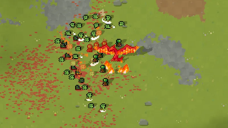 A Phoenix burning through goblins